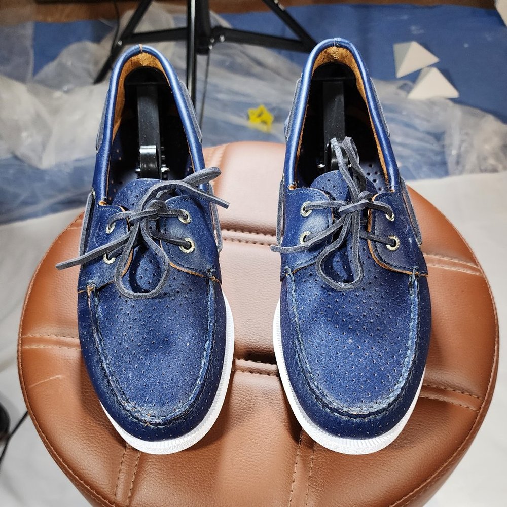 Men's Sperry Authentic Original Blue Perforated Boat Shoe11D Never Worn